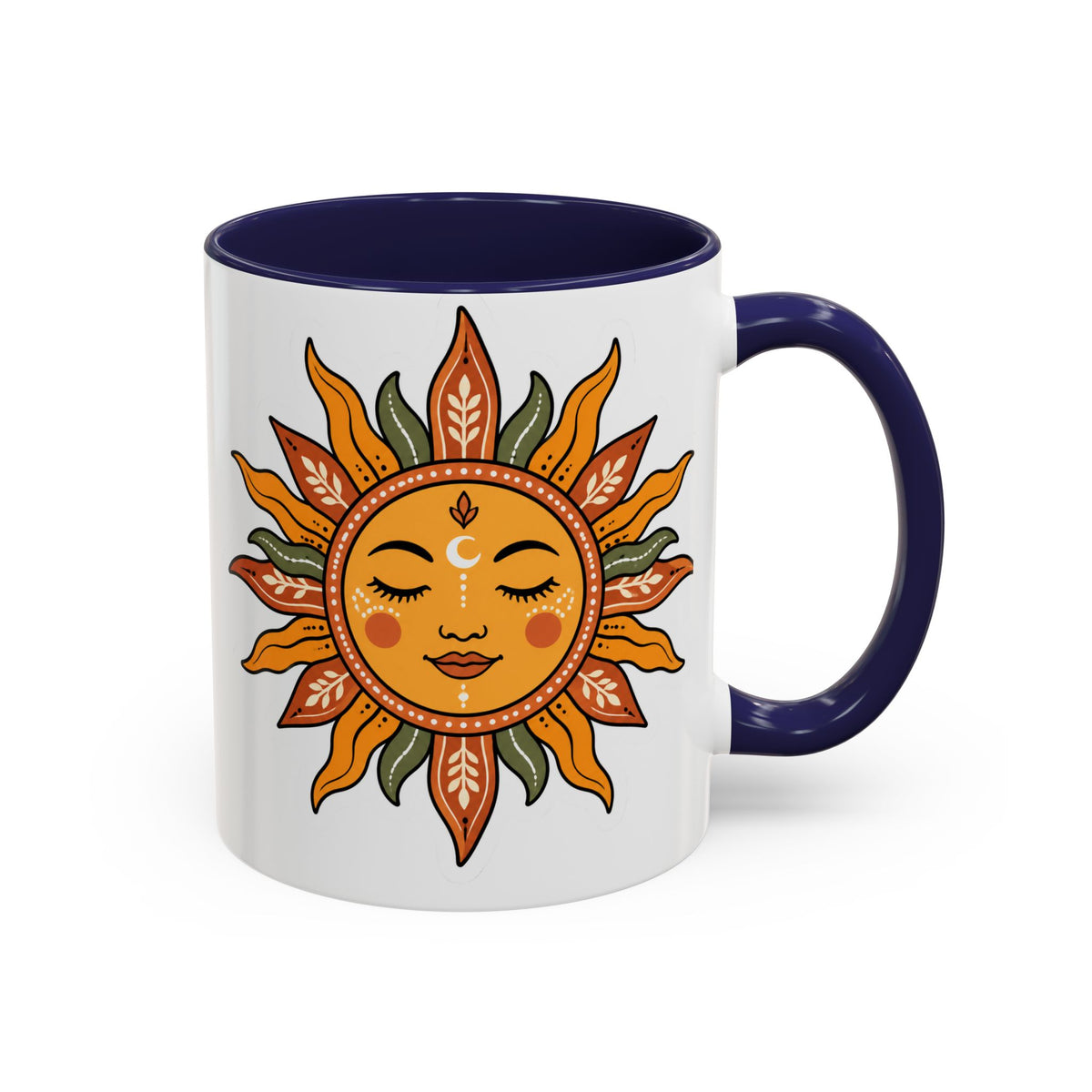 Sunface Accent Coffee Mug — Boho Sun Goddess Ceramic Mug (11/15oz)