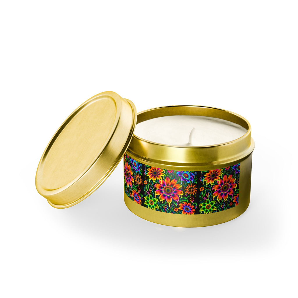 Colorful Floral Tin Candle