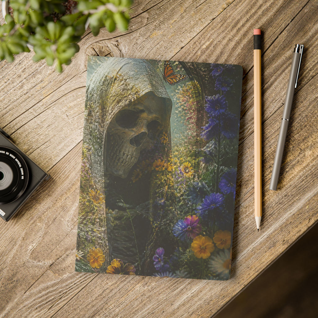 Floral Reaper Softcover Journal — Gothic Skull & Wildflower Notebook