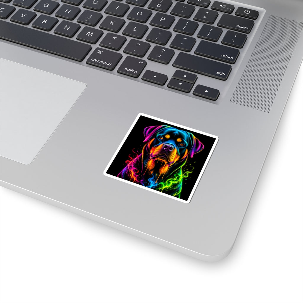 Neon Rottweiler Rainbow Dog Kiss-Cut Sticker