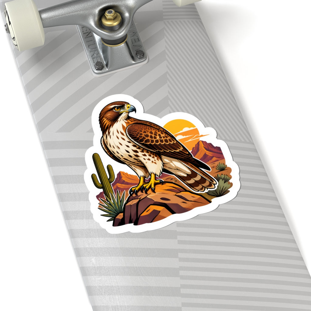 Desert Hawk and Cactus Kiss-Cut Sticker