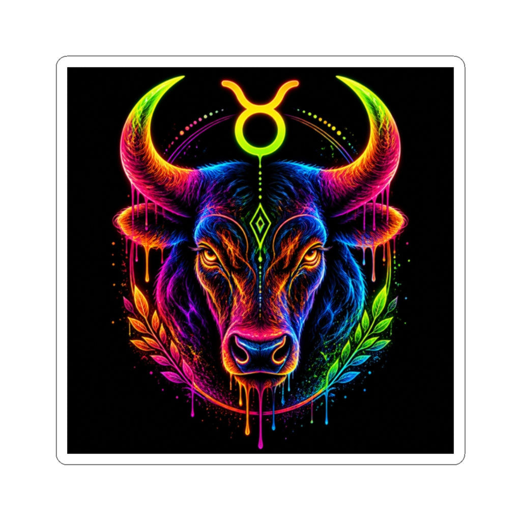 Neon Taurus Bull Kiss-Cut Sticker