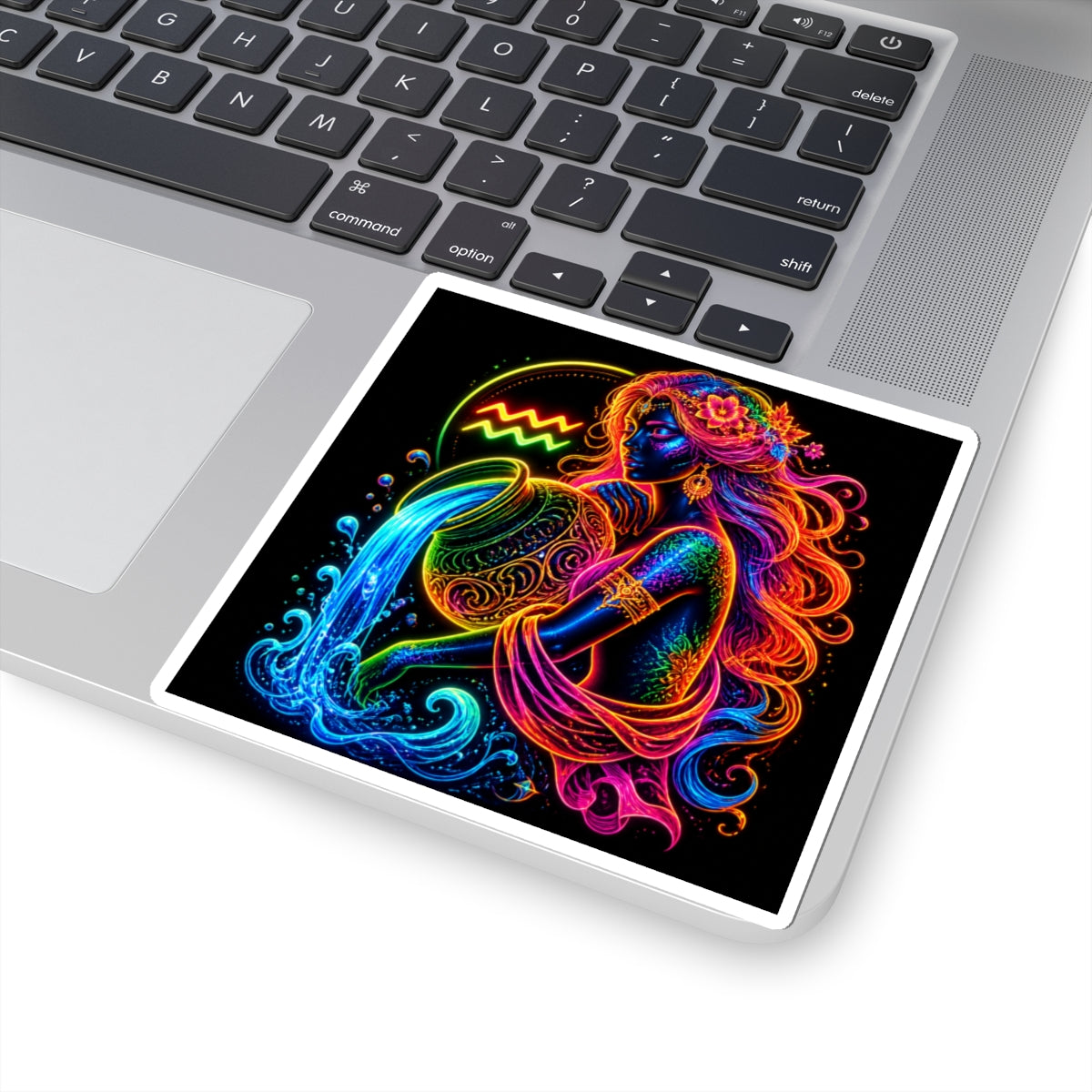 Neon Aquarius Water Bearer Kiss-Cut Sticker