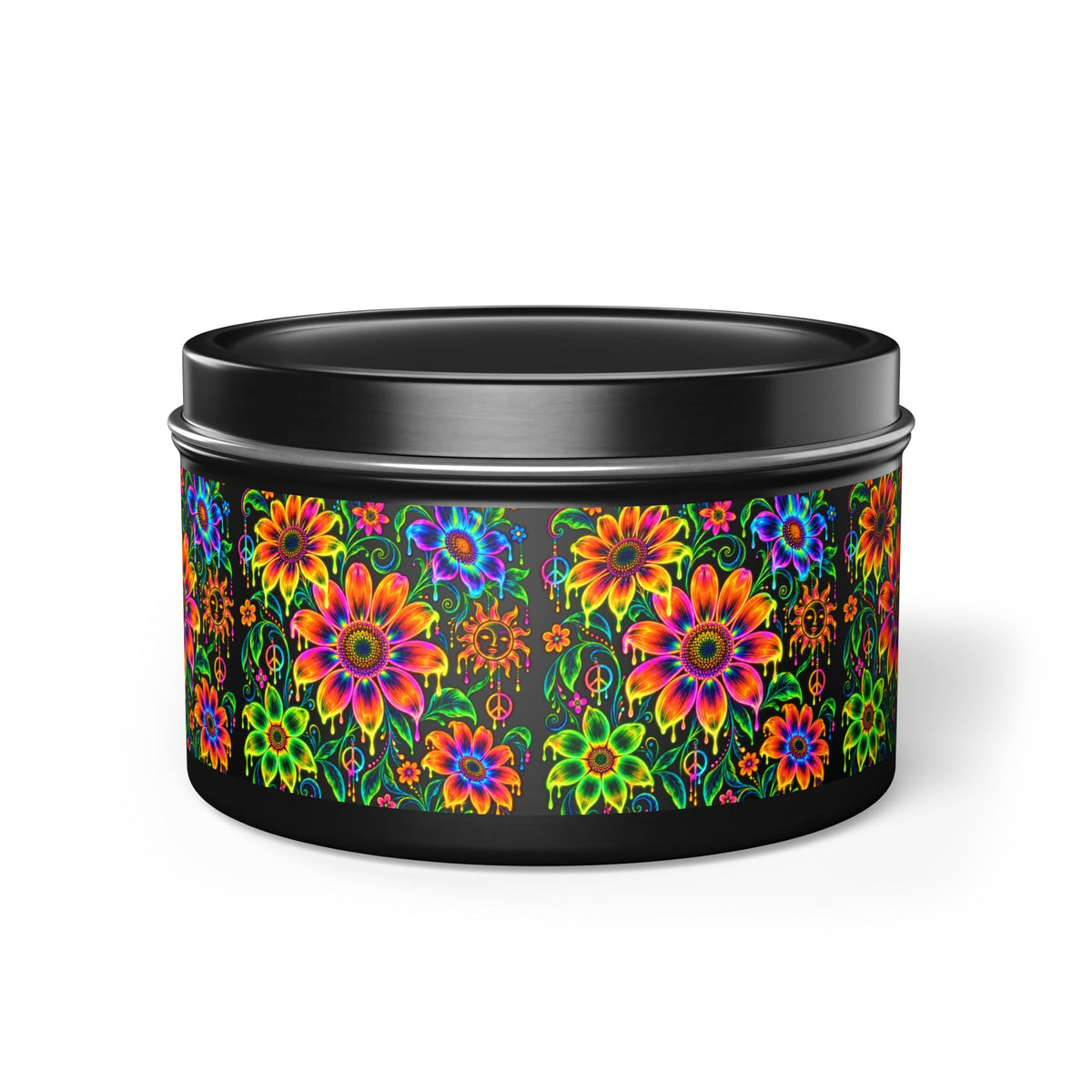 Colorful Floral Tin Candle