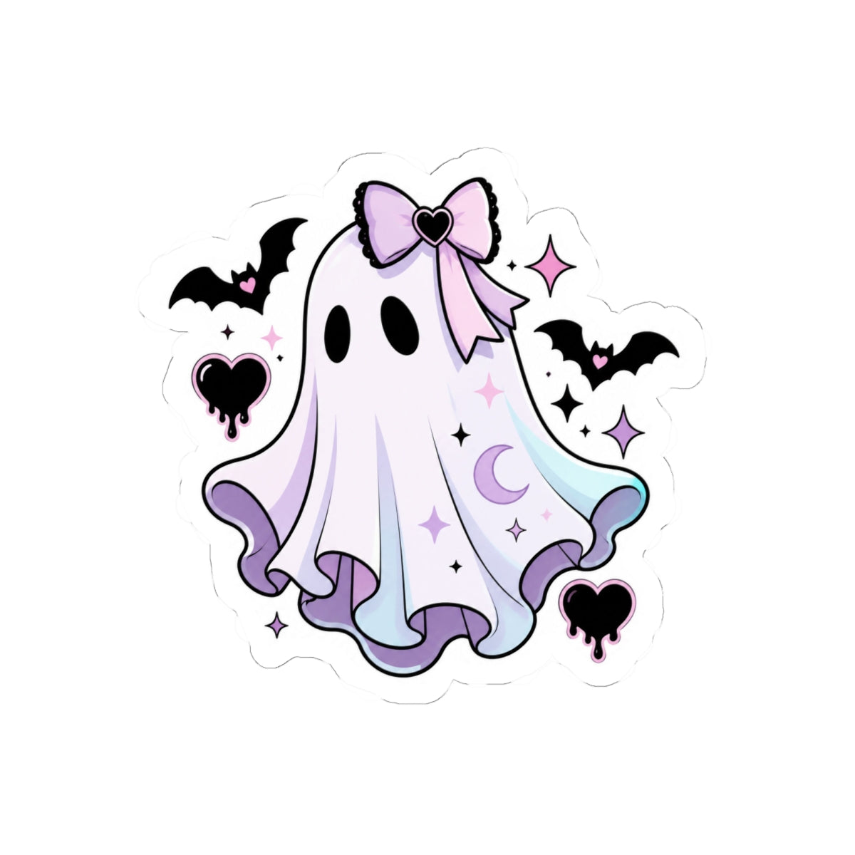 Cute Pastel Ghost Halloween Kiss-Cut Sticker