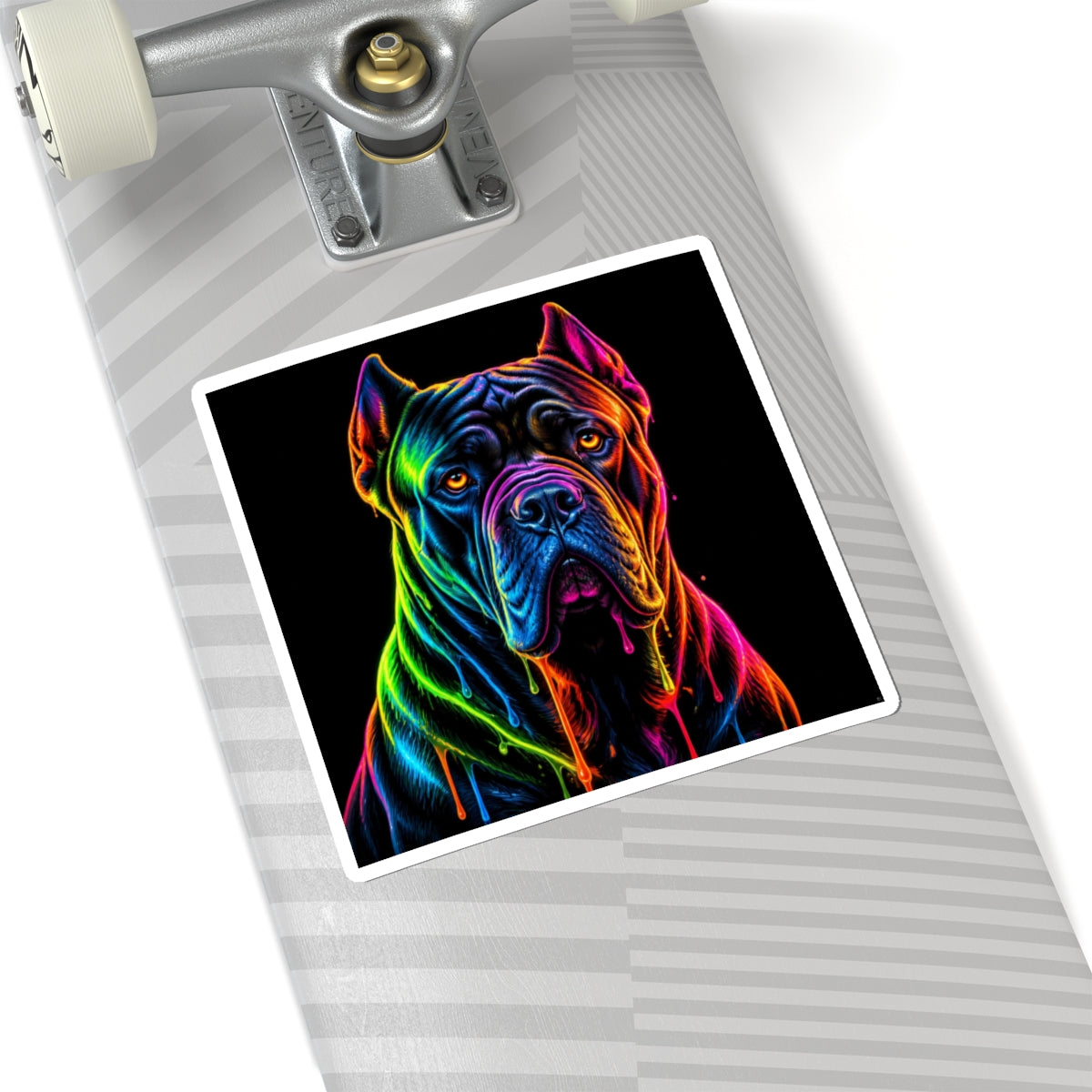 Neon Rainbow Cane Corso Dog Kiss-Cut Sticker