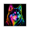 Neon Rainbow Huskie Kiss-Cut Sticker
