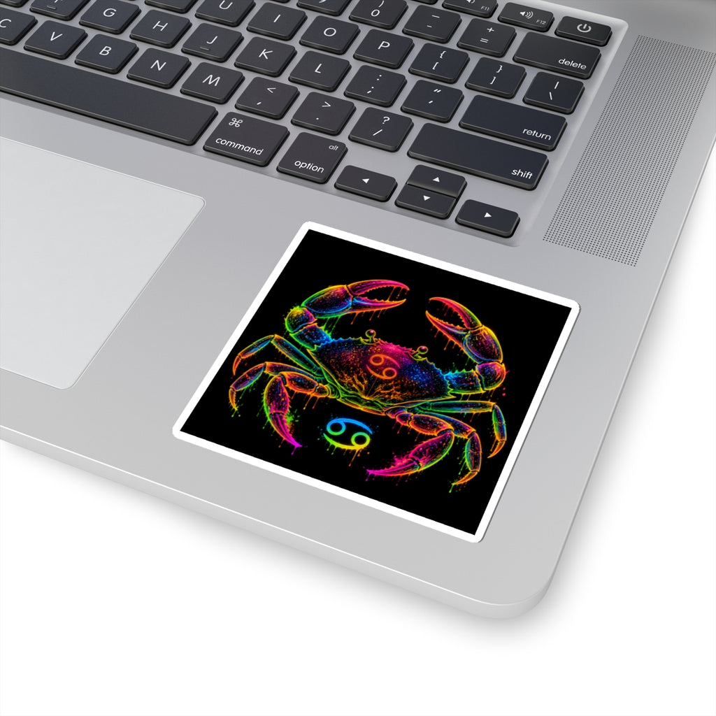 Neon Cancer Zodiac Crab Kiss-Cut Sticker