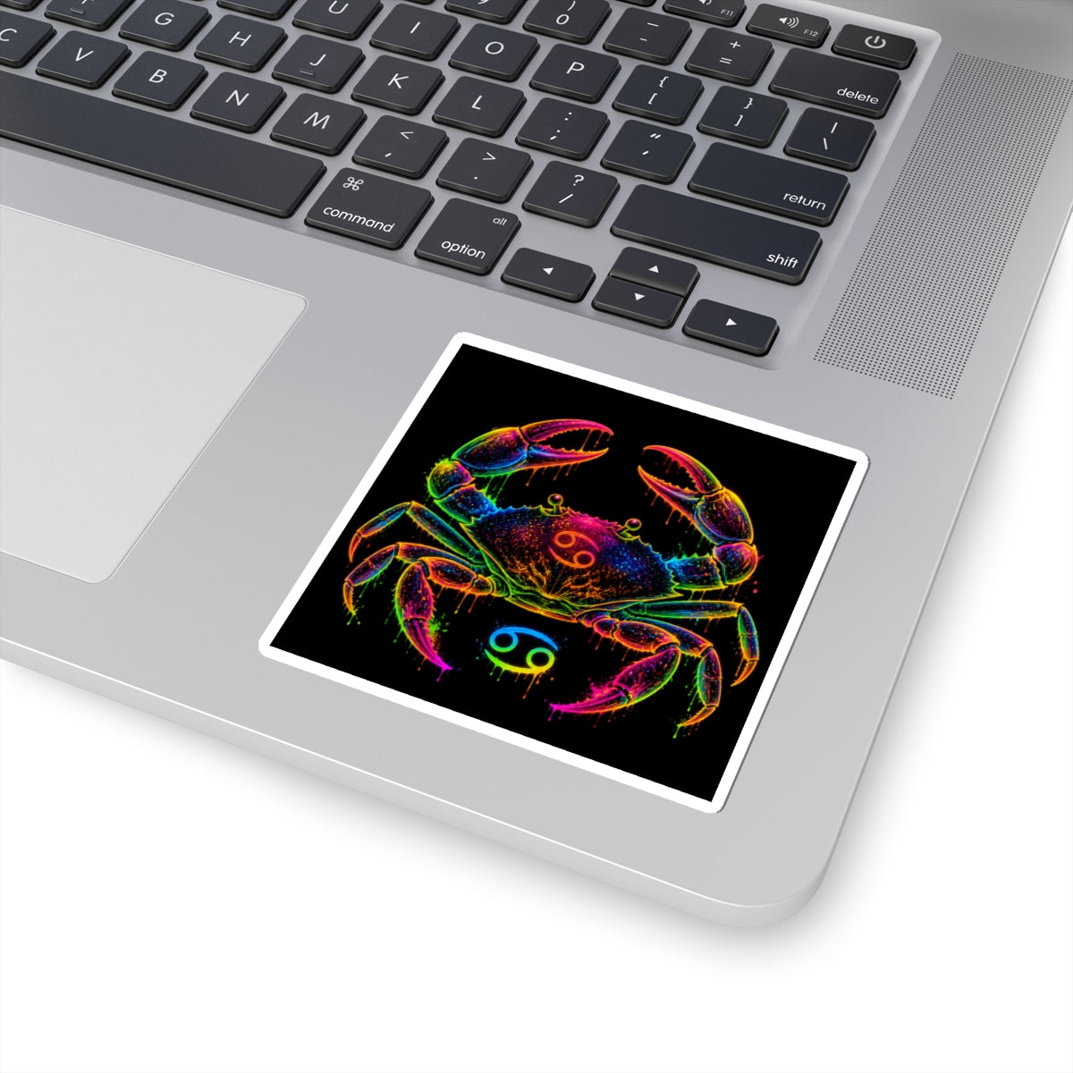Neon Cancer Zodiac Crab Kiss-Cut Sticker