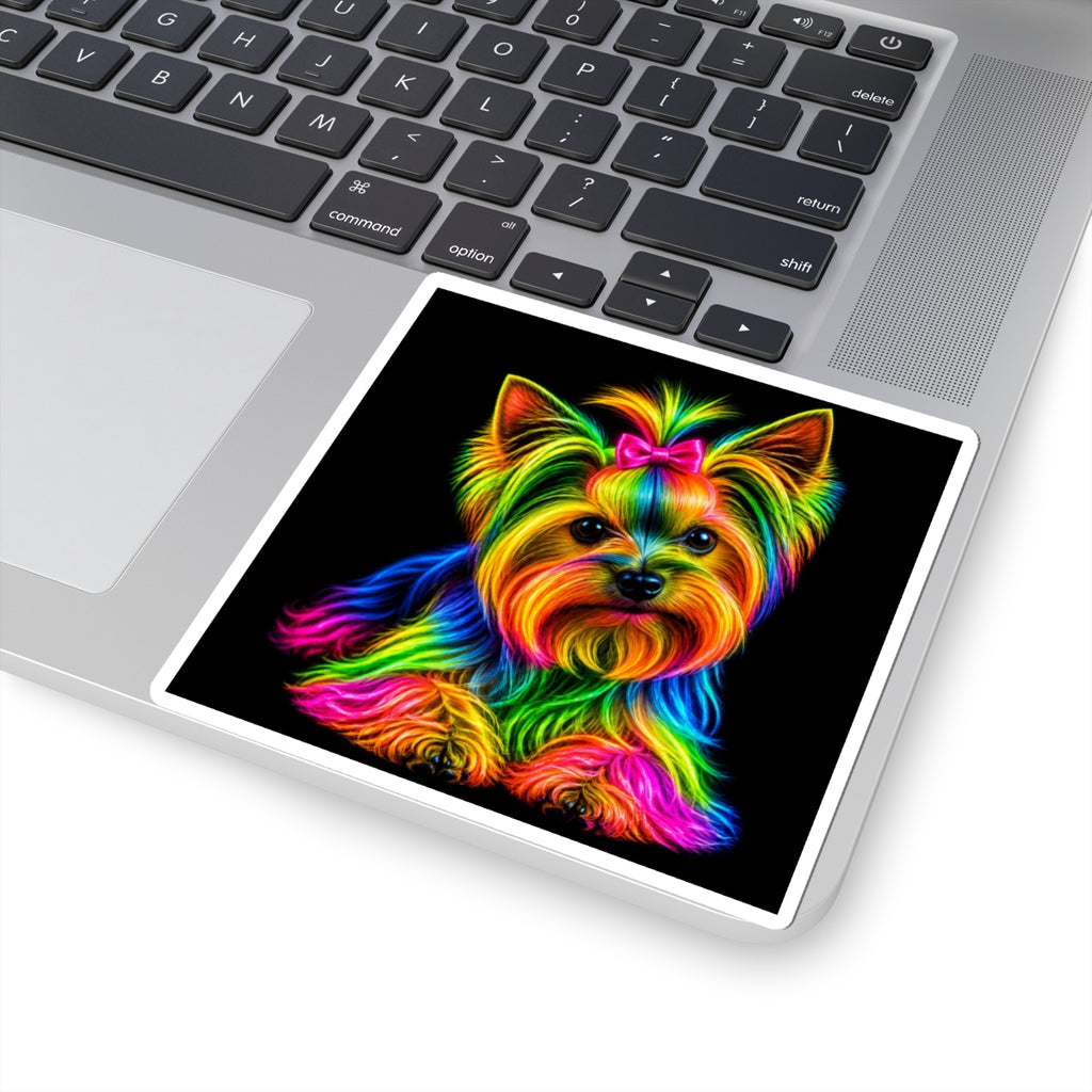 Rainbow Yorkie Kiss-Cut Sticker