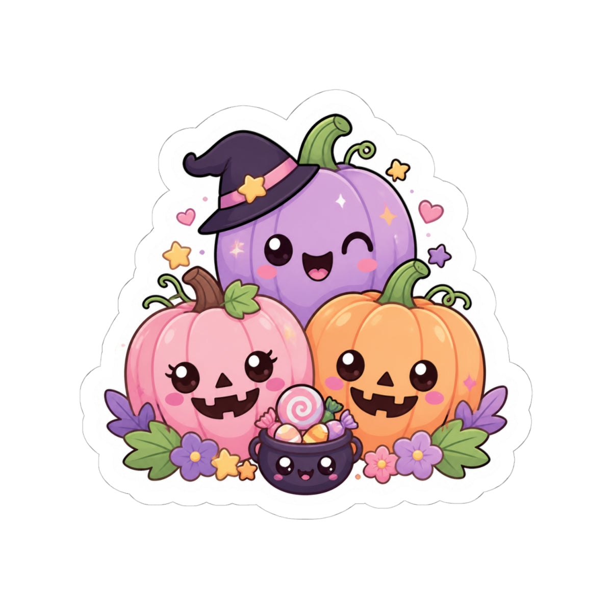 Cute Halloween Pumpkin Stickers — Kawaii Kiss-Cut Sticker Pack