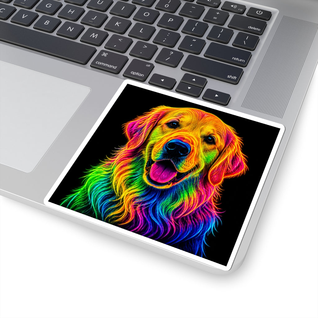 Rainbow Golden Retriever Kiss-Cut Sticker