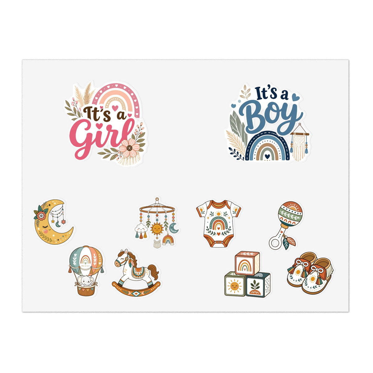 It's a Girl or Boy Boho Baby Shower Sticker Sheets