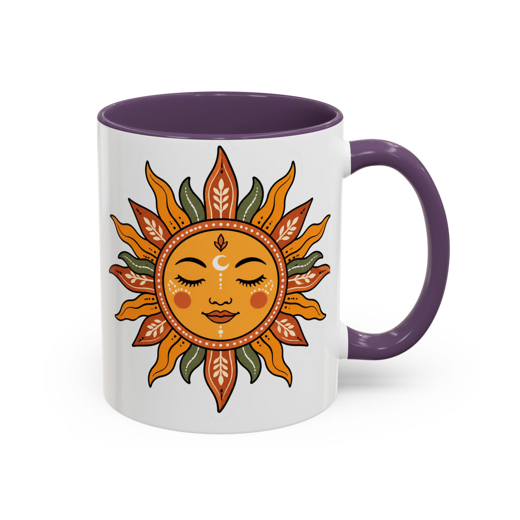 Sunface Accent Coffee Mug — Boho Sun Goddess Ceramic Mug (11/15oz)