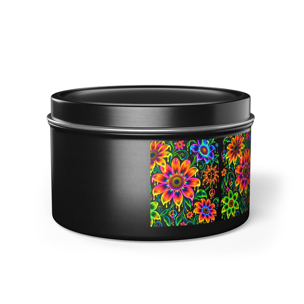 Colorful Floral Tin Candle