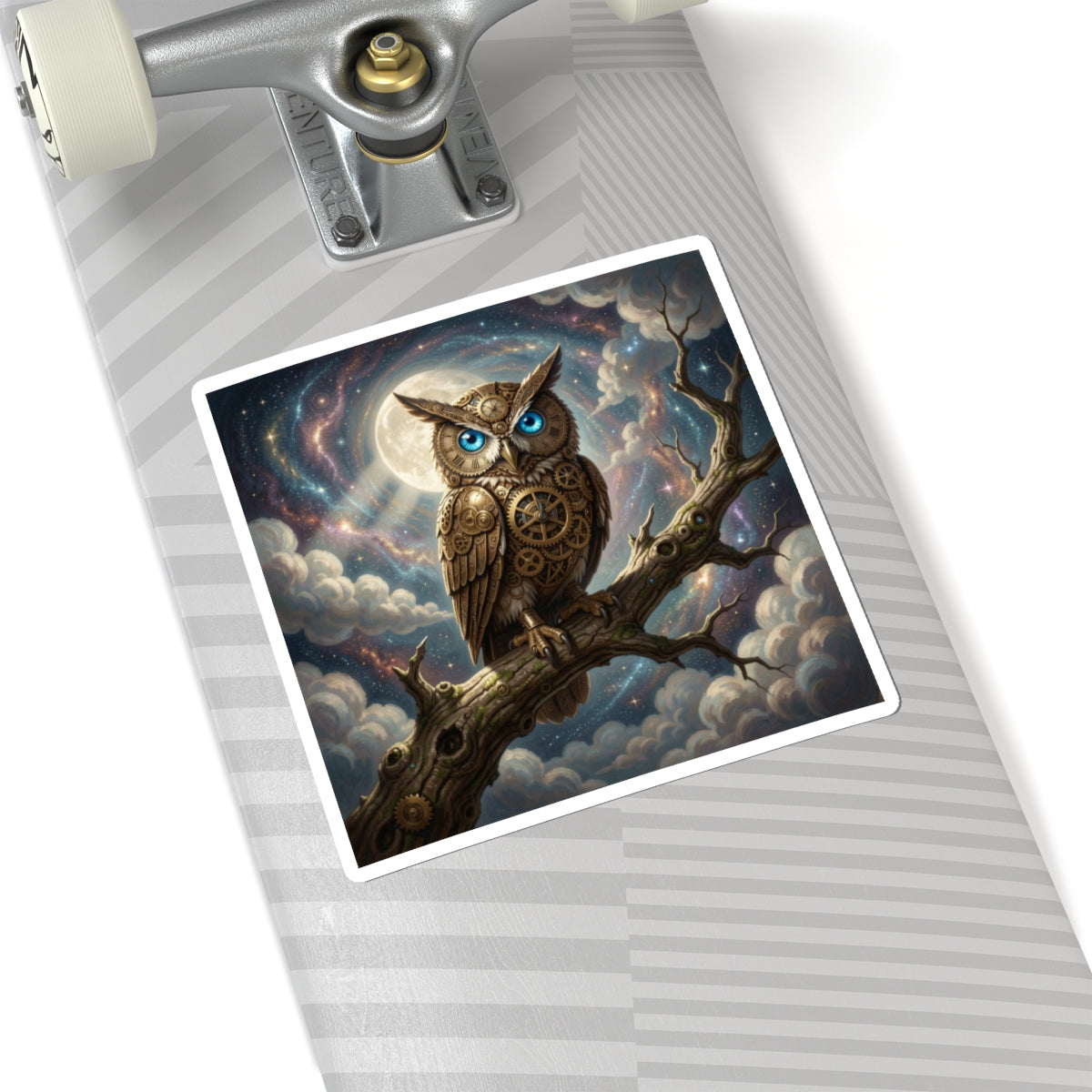 Mystical Steampunk Owl Kiss-Cut Sticker