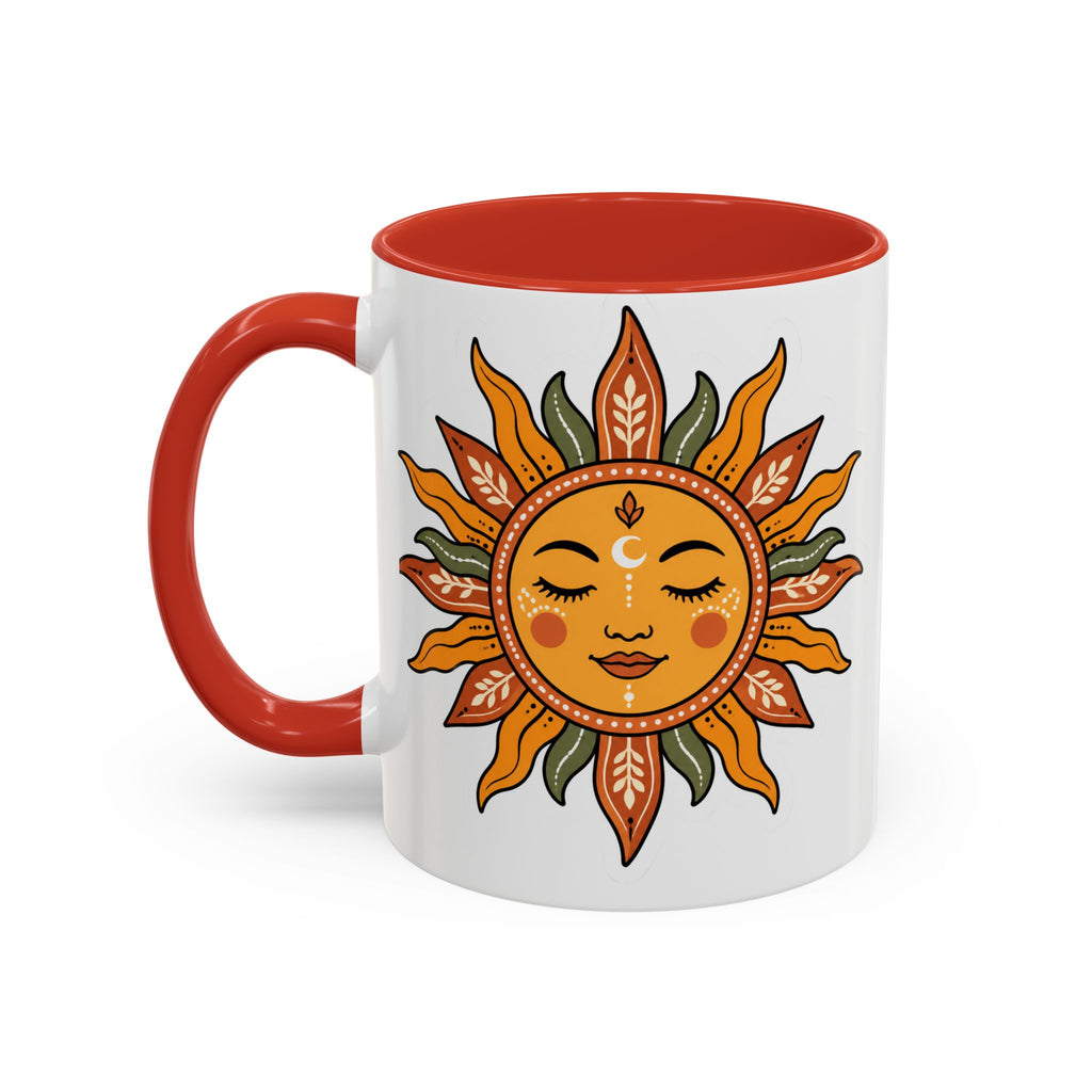 Sunface Accent Coffee Mug — Boho Sun Goddess Ceramic Mug (11/15oz)