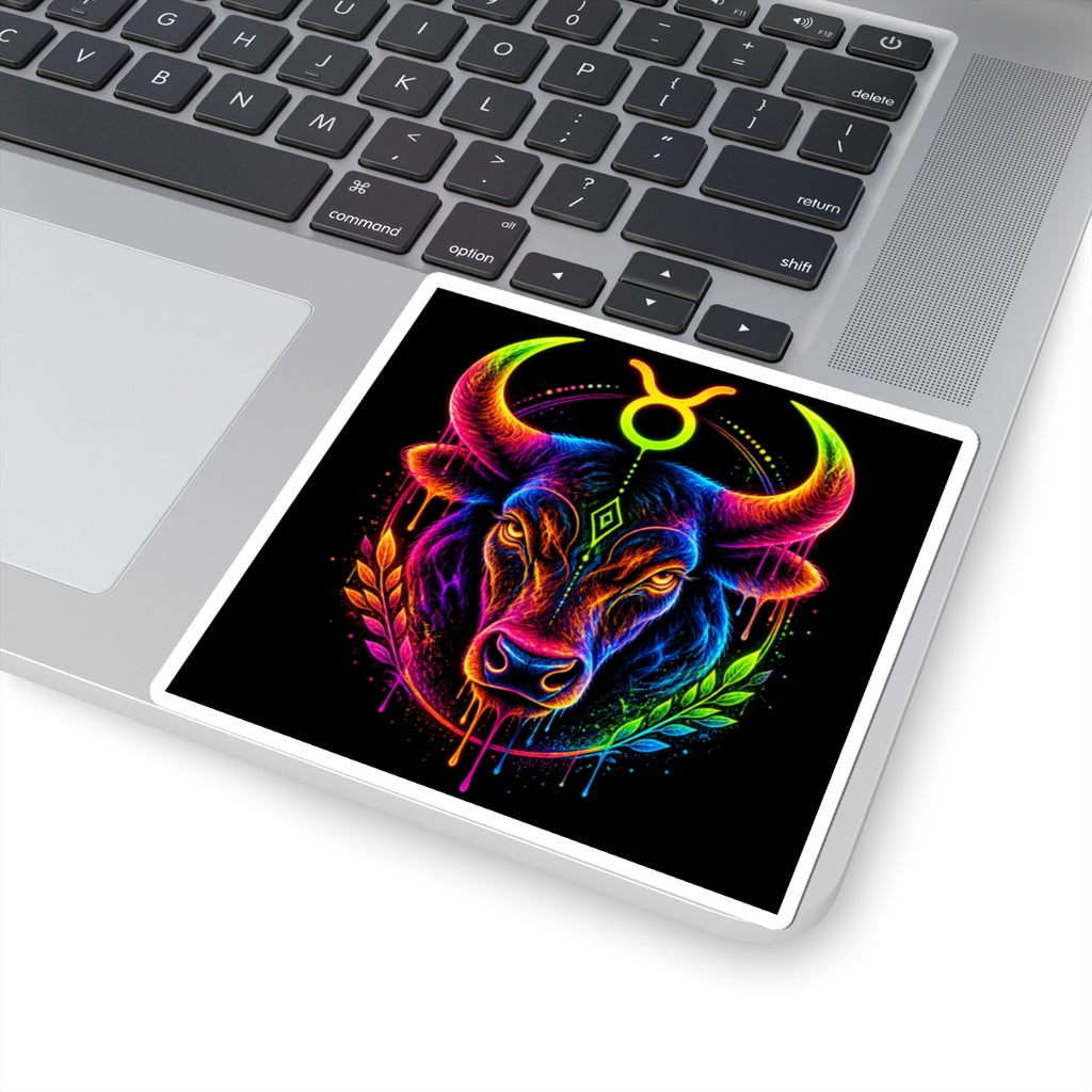 Neon Taurus Bull Kiss-Cut Sticker
