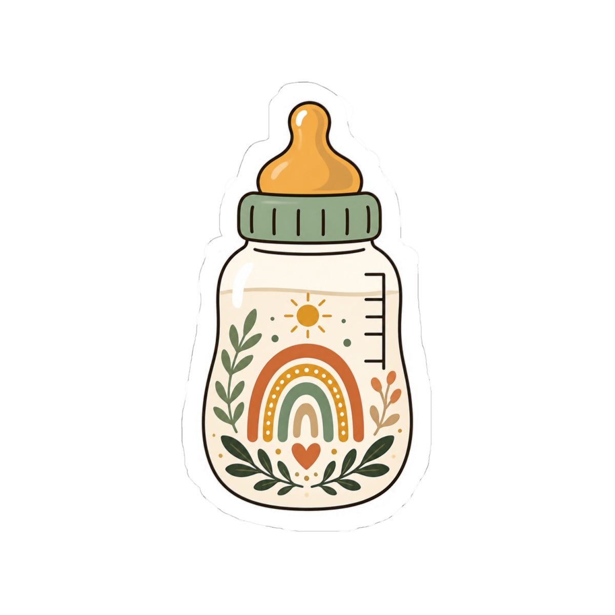 Rainbow Boho Baby Bottle Kiss-Cut Sticker