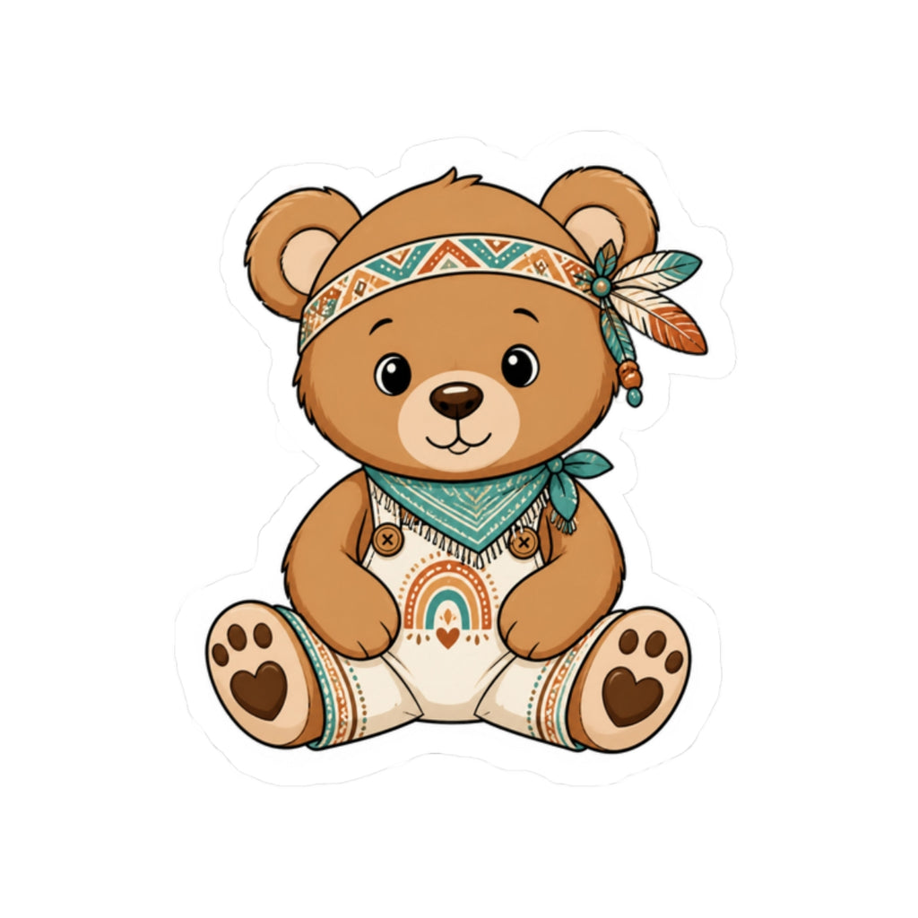 Boho-Inspired Bear Kiss-Cut Sticker