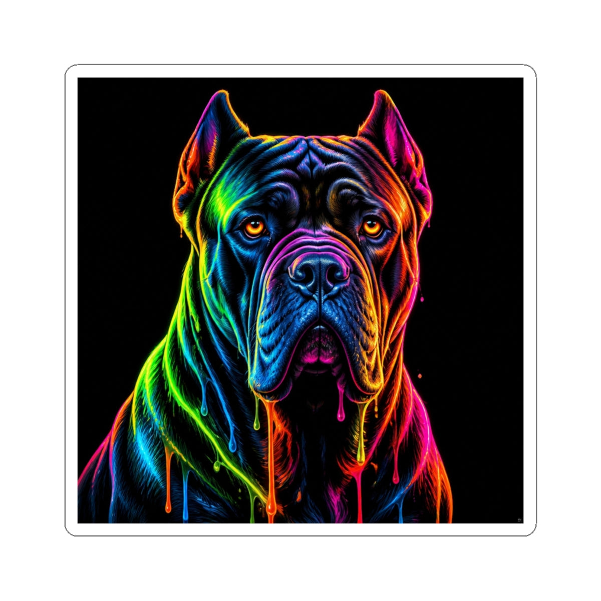 Neon Rainbow Cane Corso Dog Kiss-Cut Sticker