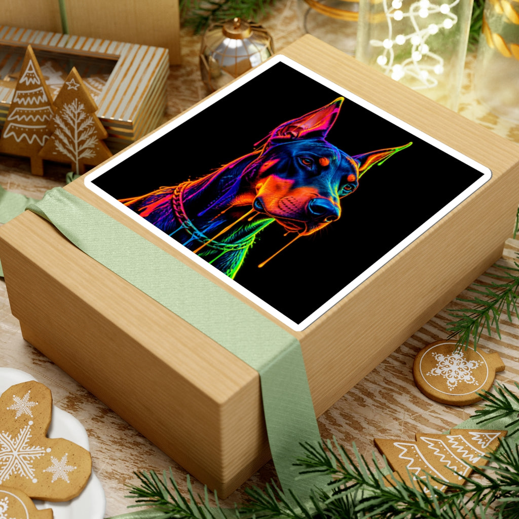 Neon Doberman Dog Kiss-Cut Sticker