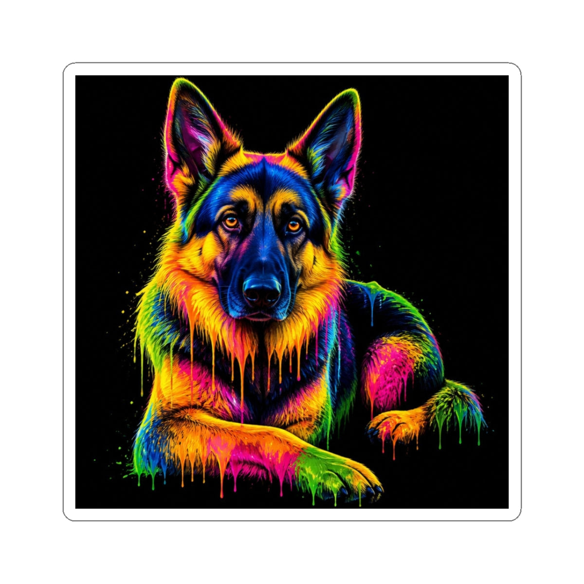 Rainbow German Shepherd Kiss-Cut Sticker