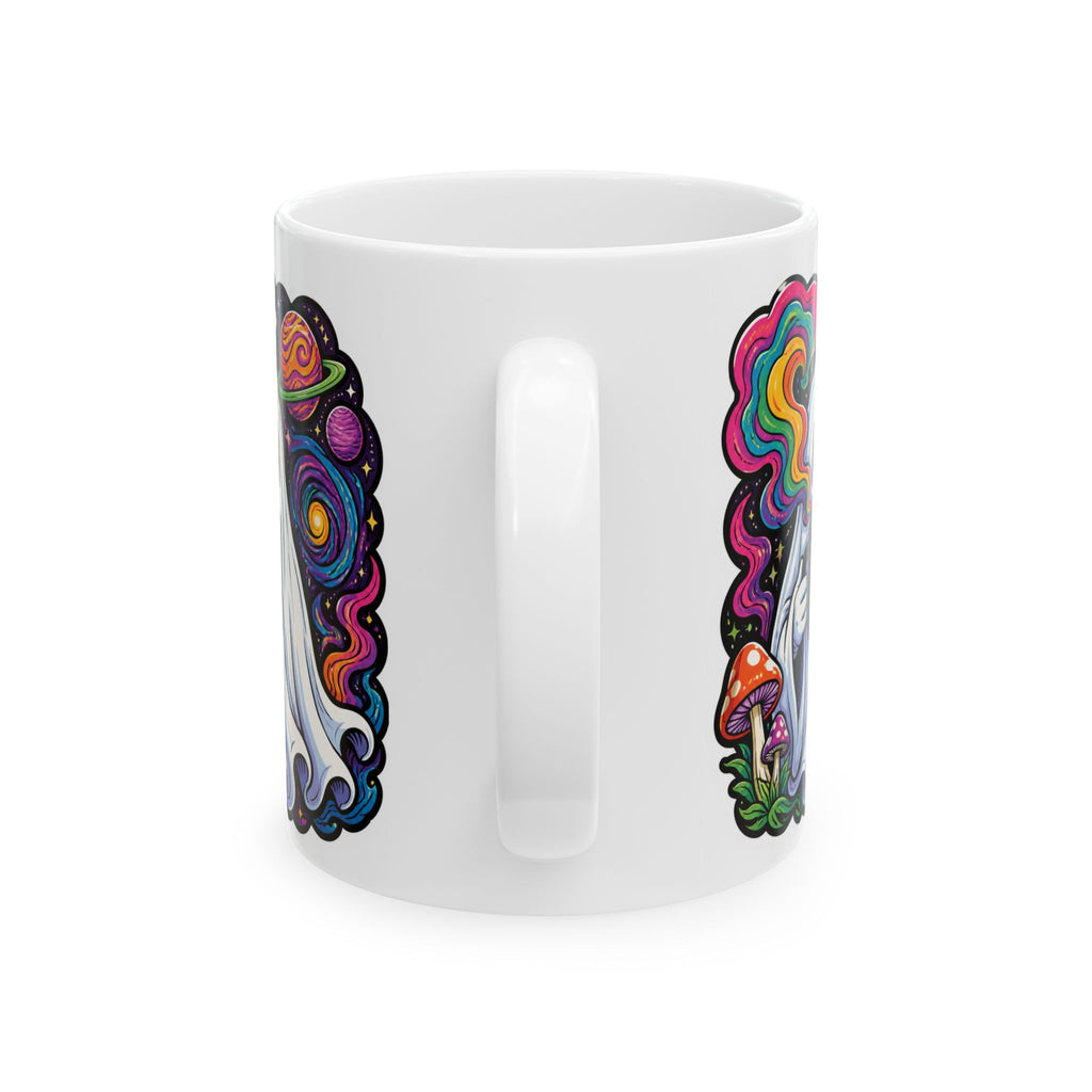 Psychedelic Skull & Mushroom Ceramic Mug (11oz, 15oz) — Colorful Trippy Coffee Cup