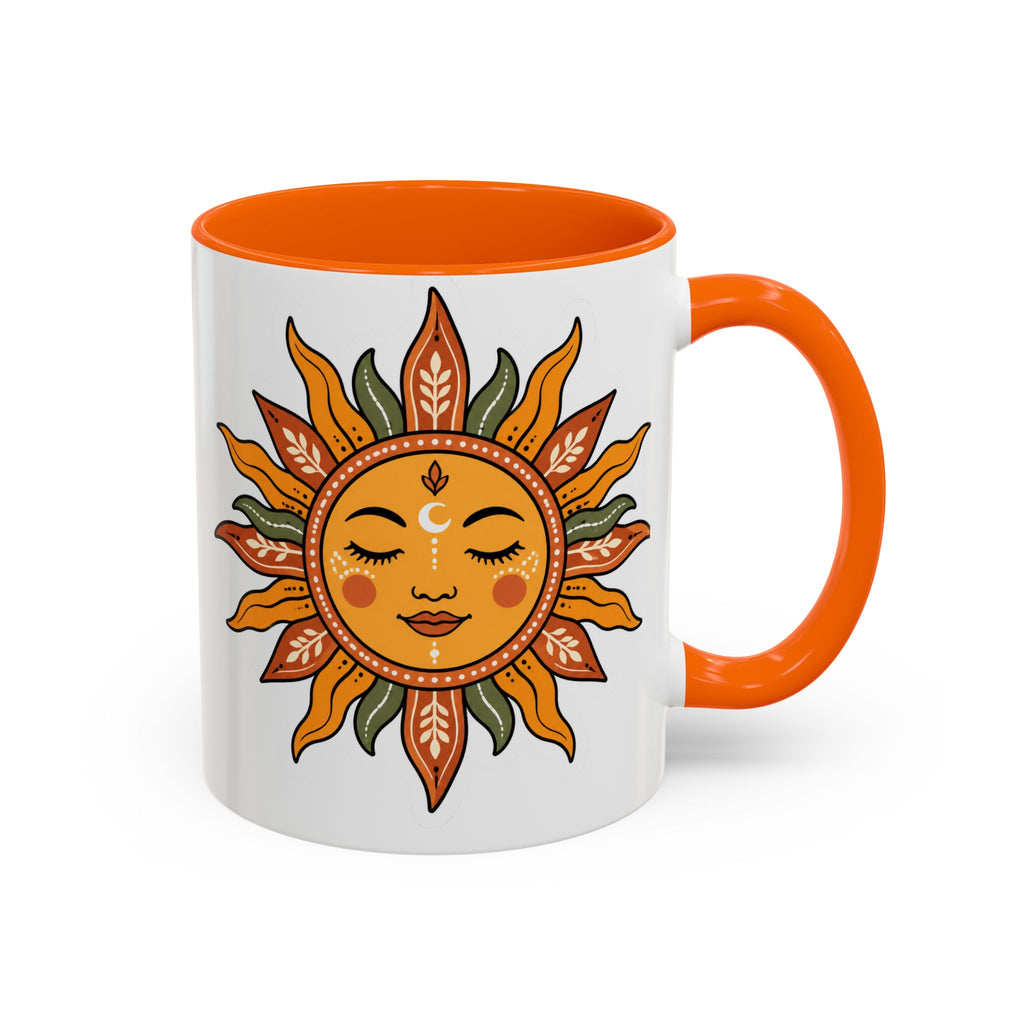 Sunface Accent Coffee Mug — Boho Sun Goddess Ceramic Mug (11/15oz)