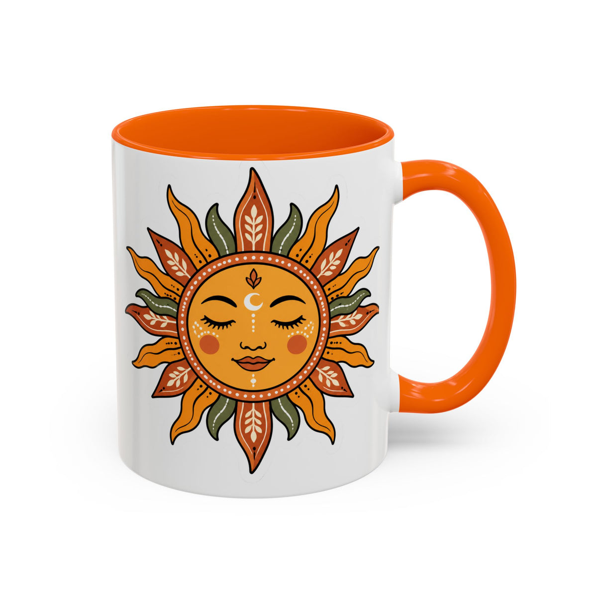 Sunface Accent Coffee Mug — Boho Sun Goddess Ceramic Mug (11/15oz)