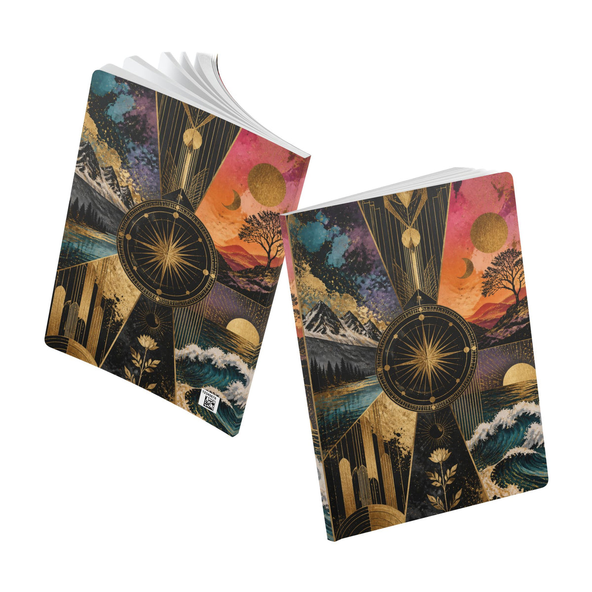 Fractured Gold Tarot Softcover Journal — Celestial Nature Art Notebook with Inside Prints