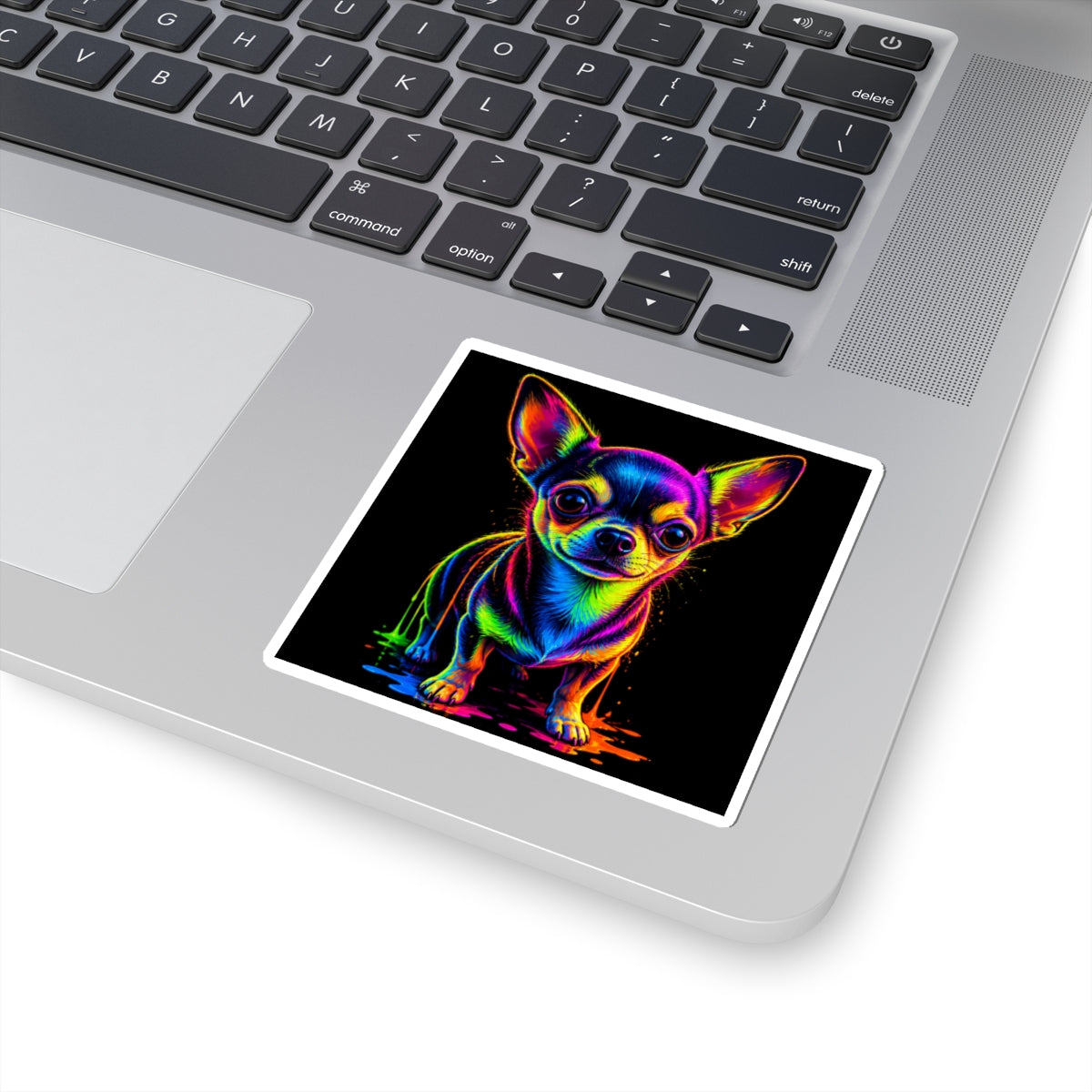 Neon Rainbow Chihuahua Kiss-Cut Sticker
