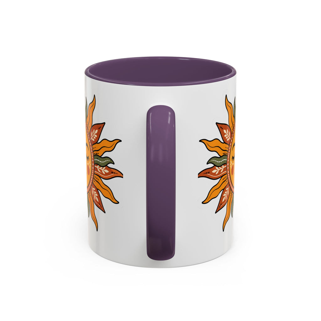 Sunface Accent Coffee Mug — Boho Sun Goddess Ceramic Mug (11/15oz)