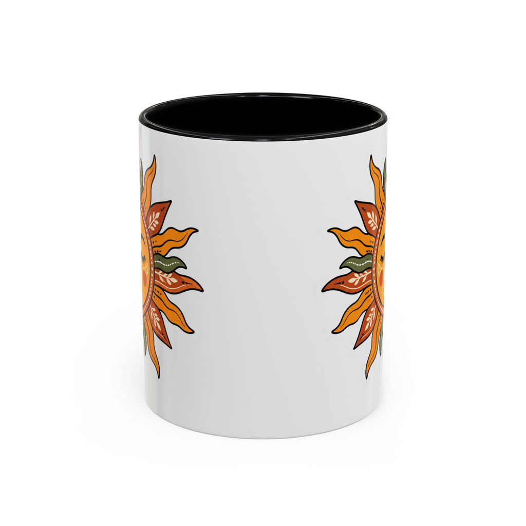Sunface Accent Coffee Mug — Boho Sun Goddess Ceramic Mug (11/15oz)