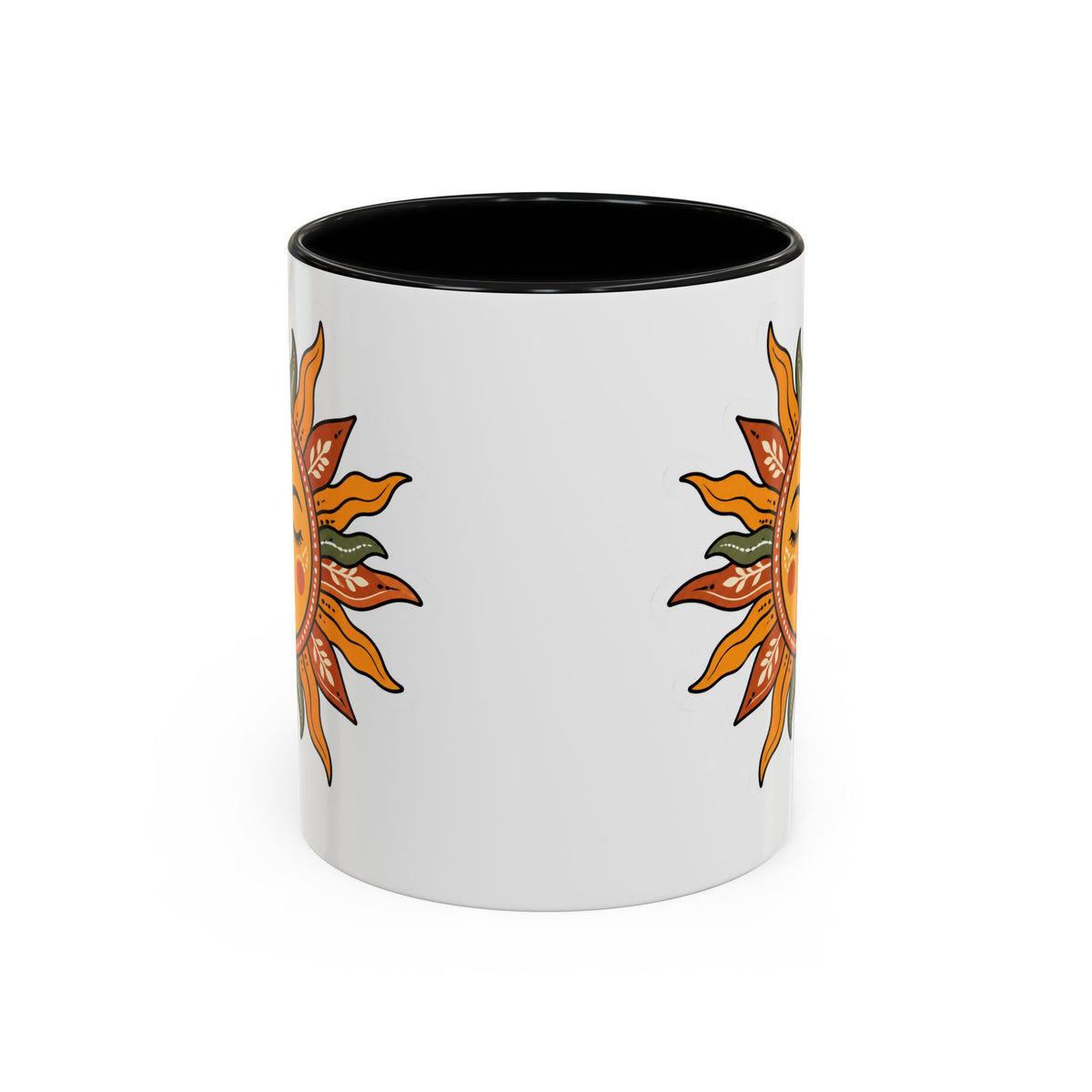 Sunface Accent Coffee Mug — Boho Sun Goddess Ceramic Mug (11/15oz)