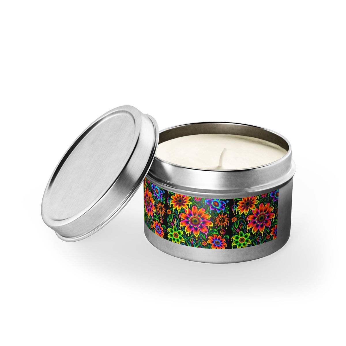 Colorful Floral Tin Candle