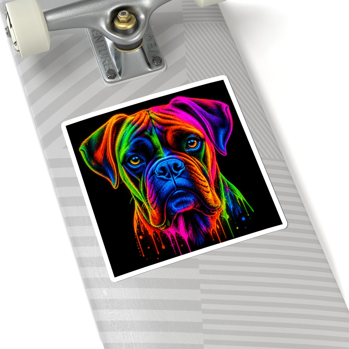 Rainbow Boxer Dog Kiss-Cut Sticker