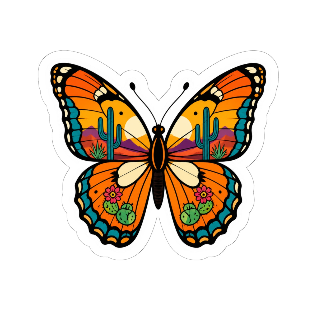 Colorful Desert Butterfly Kiss-Cut Sticker