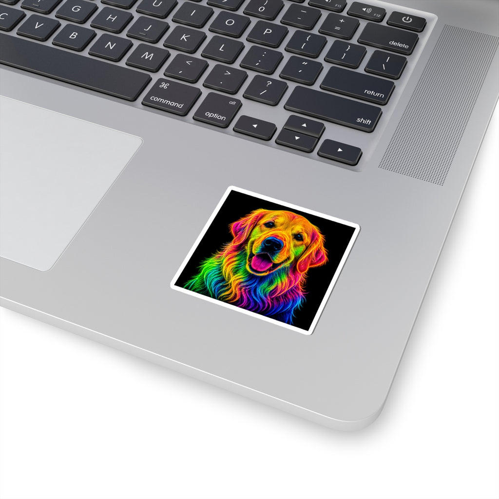 Rainbow Golden Retriever Kiss-Cut Sticker