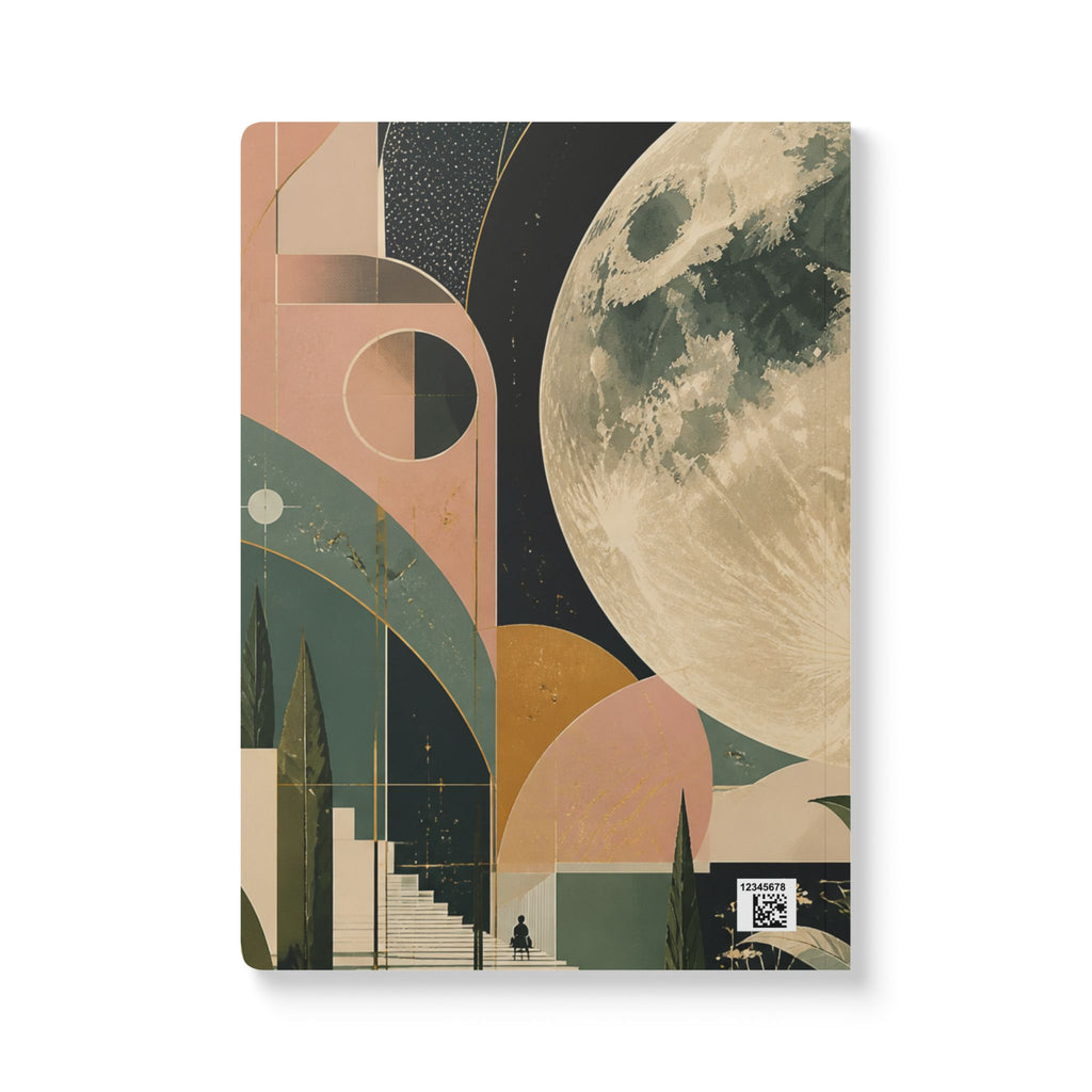 Moonlit Garden Softcover Journal — Floral Cosmic Notebook for Reflection & Dreams