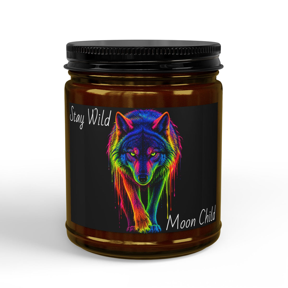 Stay Wild Moon Child Rainbow Wolf Soy Candle