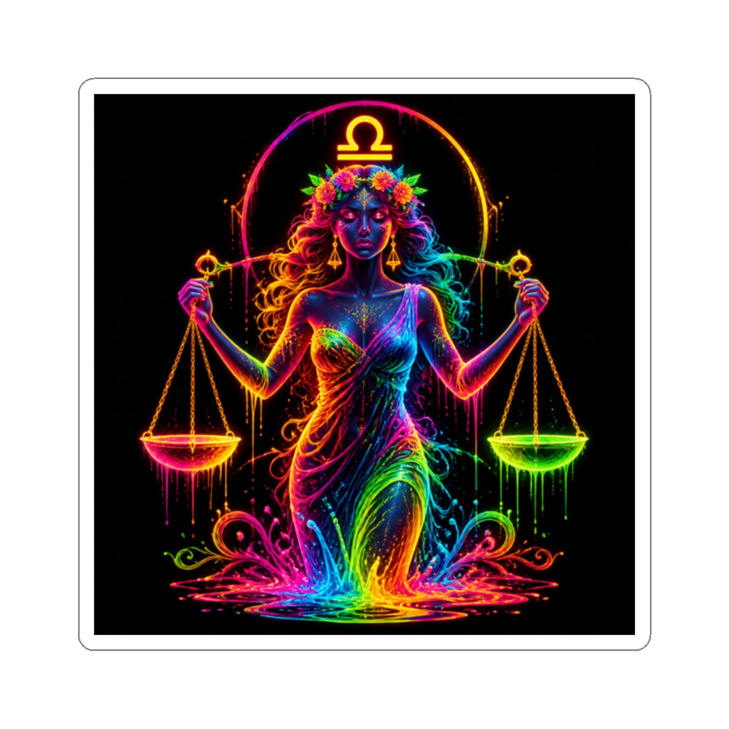 Neon Libra Goddess Kiss-Cut Sticker