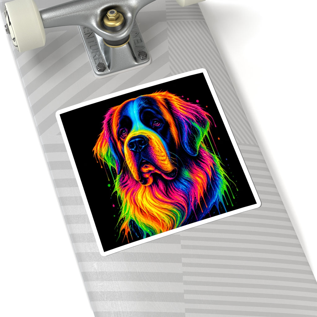 Rainbow Saint Bernard Dog Kiss-Cut Sticker