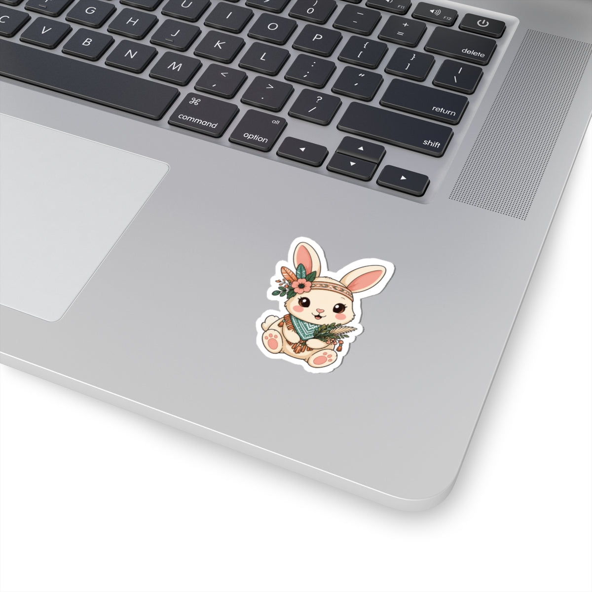 Cute Floral Boho Bunny Kiss-Cut Sticker