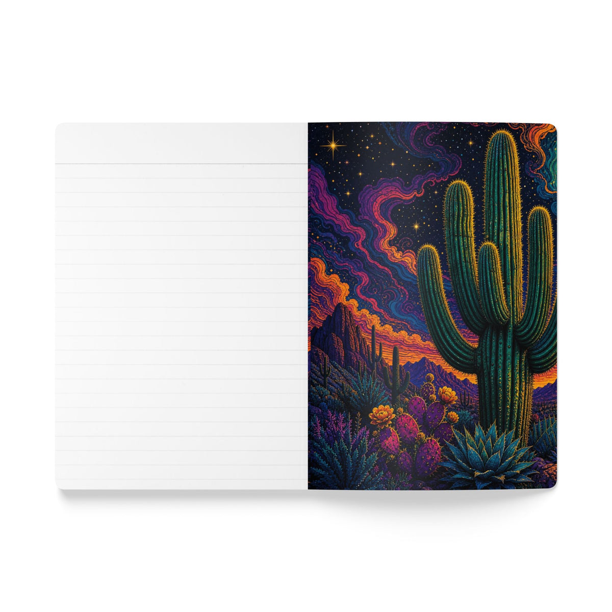 The Dreaming Desert Oracle Journal — Psychedelic Saguaro Softcover Notebook