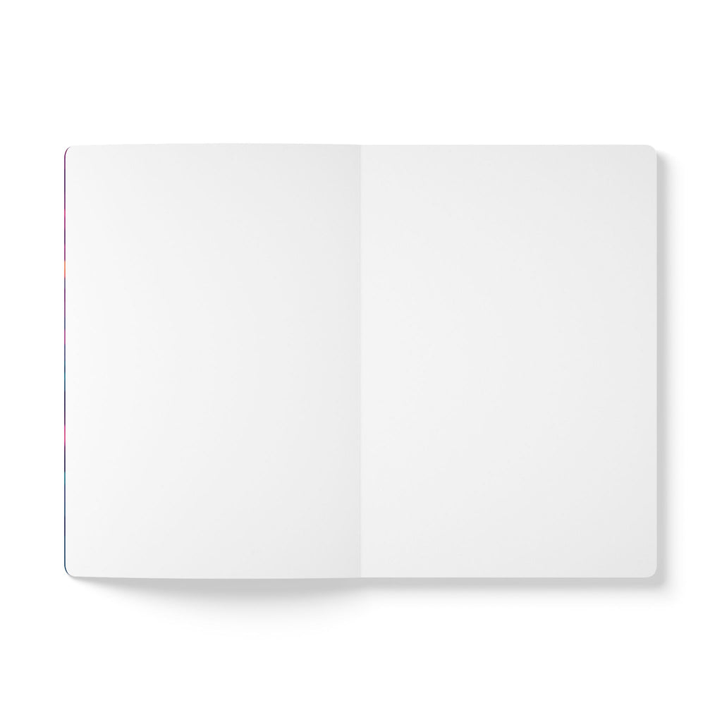Cosmic Swirl Softcover Journal — Neon Galaxy Moon & Planets Notebook