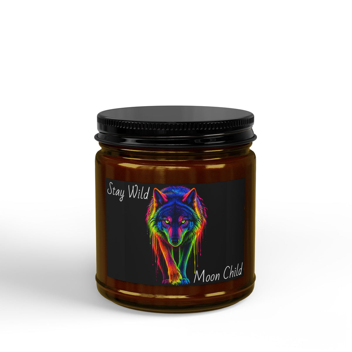 Stay Wild Moon Child Rainbow Wolf Soy Candle
