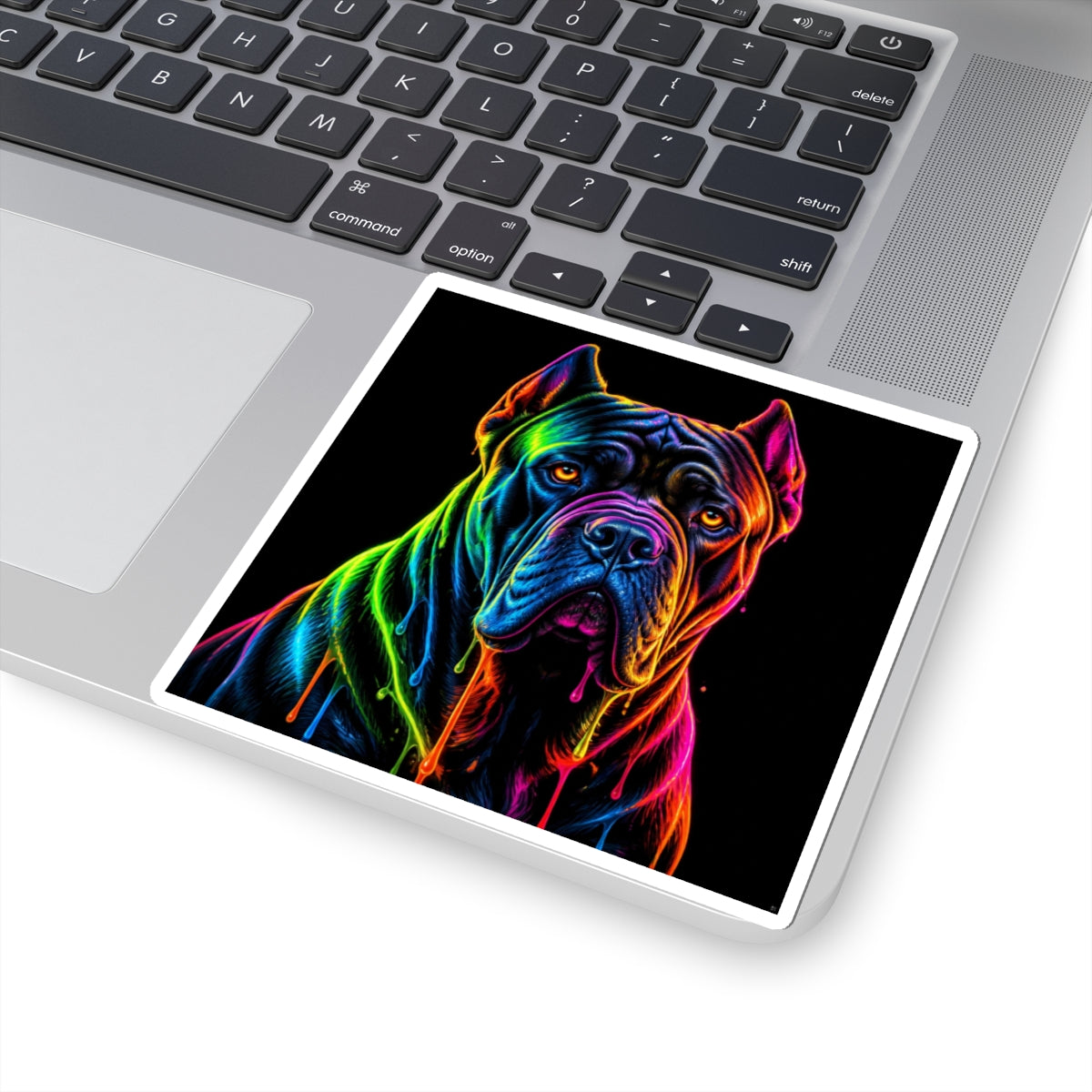 Neon Rainbow Cane Corso Dog Kiss-Cut Sticker