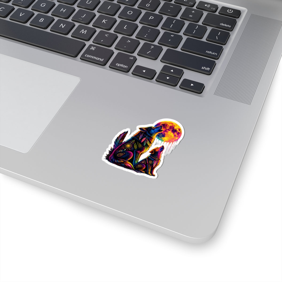 Cosmic Wolf and Moon Kiss-Cut Sticker