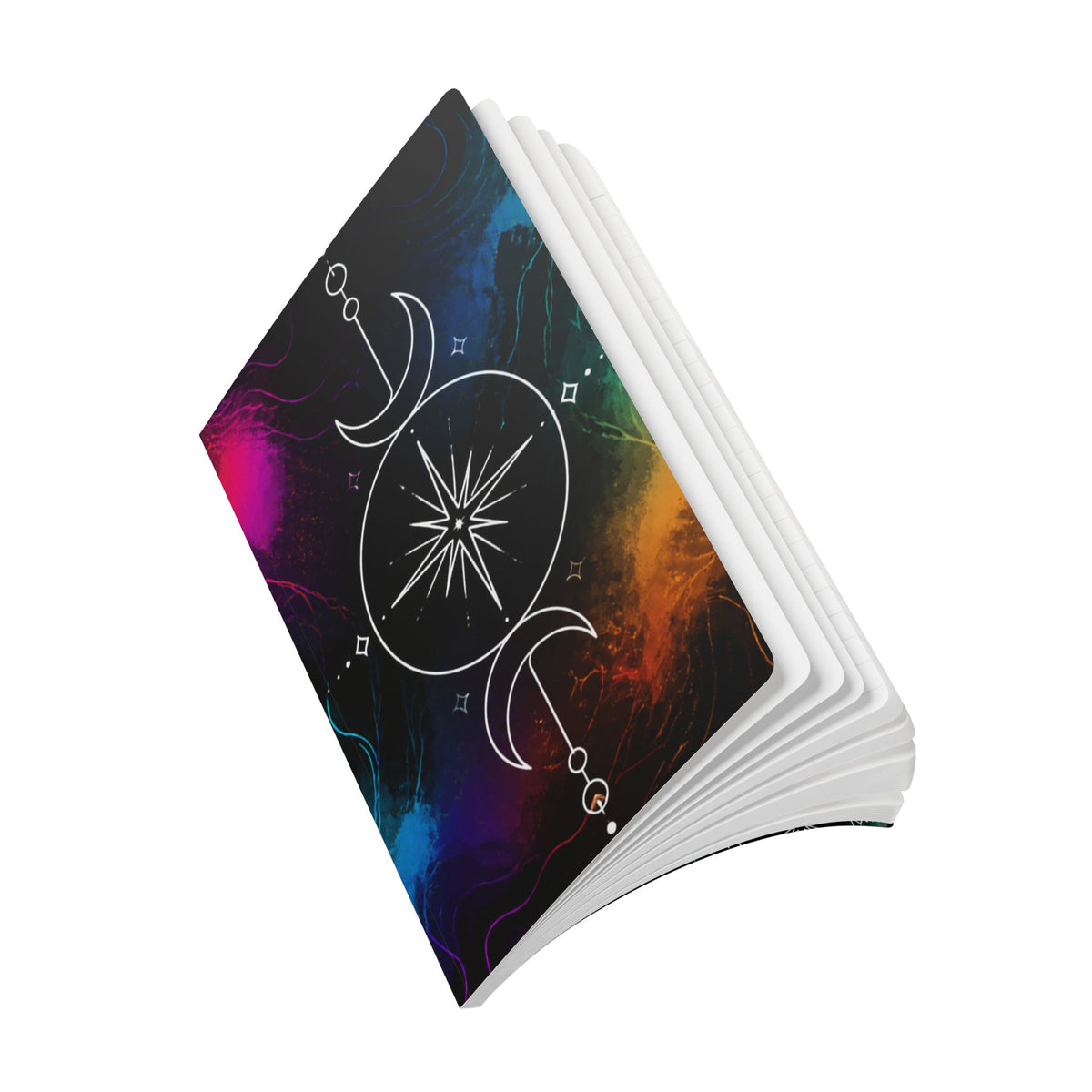 Celestial Compass Softcover Journal — Moon Phases & Starburst Notebook